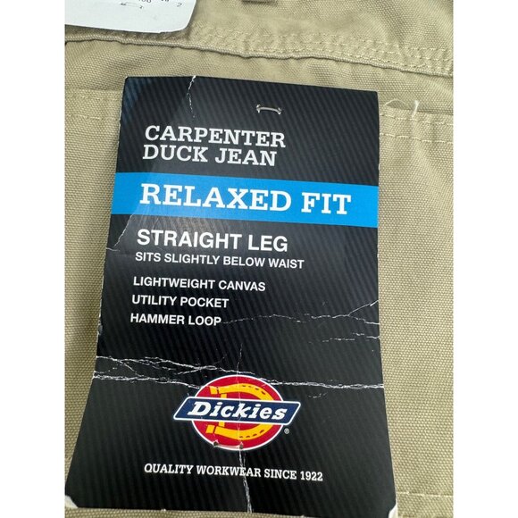 Dickies Carpenter Pants Duck Jeans Men 44X30 Relaxed Fit Straight Leg Beige - Picture 8 of 16